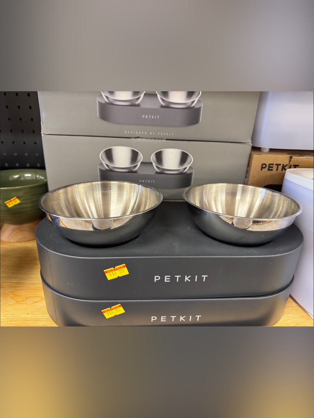 Black Dual Stainless Steel Pet Bowl Set